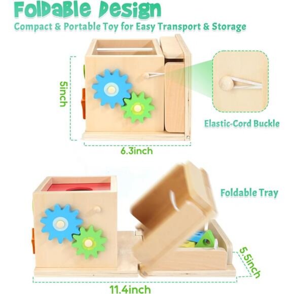 Wooden Montessori Baby Toys, Wooden Play Kit Includes Object Permanent Box - Picture 5 of 7